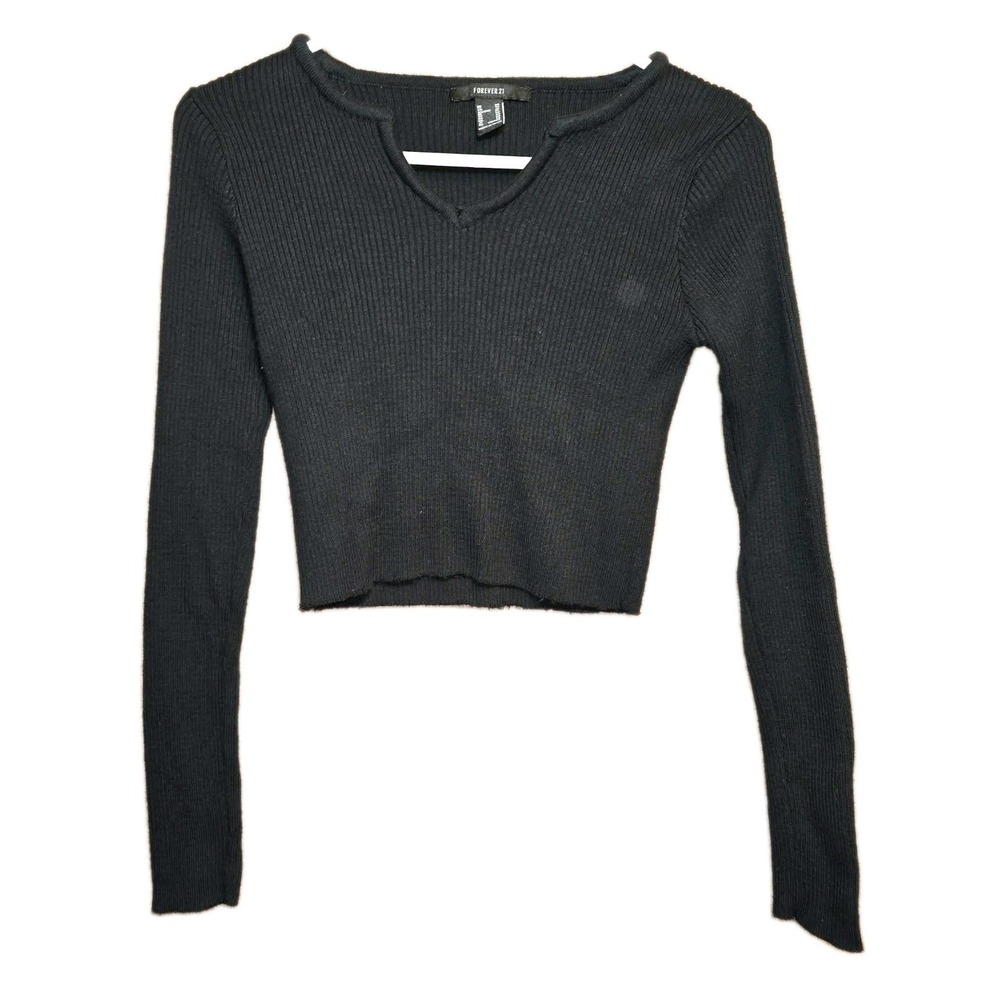 Forever 21 Ribbed Crop‎ Top GUC Y2K Streetwear Long Sleeve